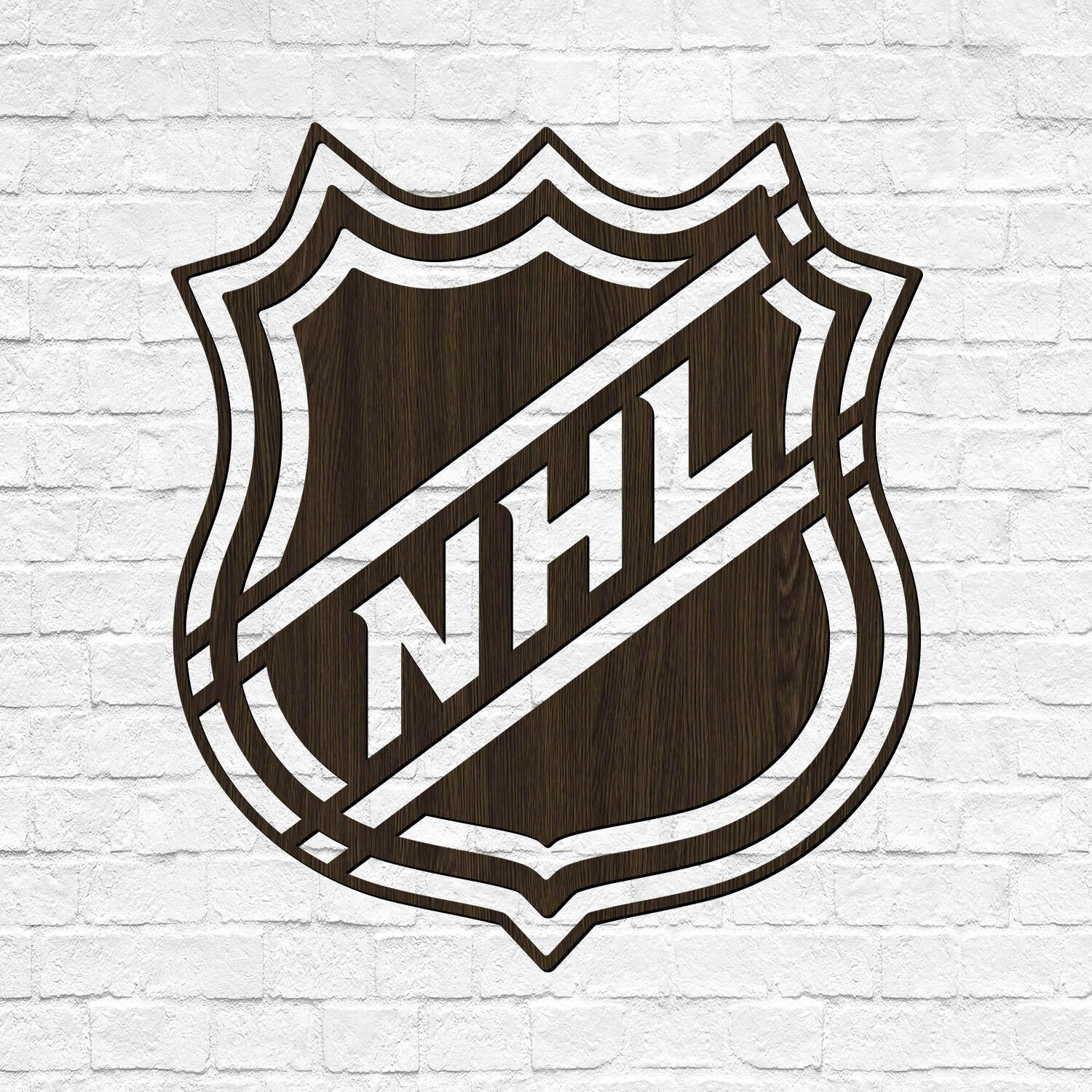 Drevené hokejové logo na stenu - NHL , Wenge