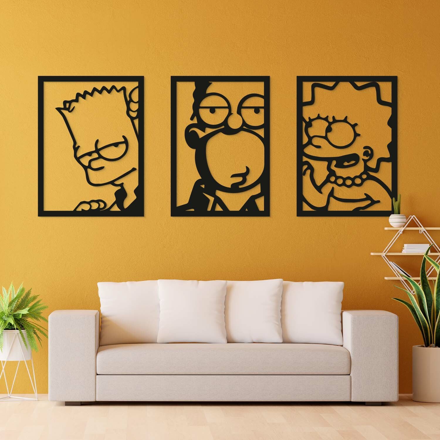 3-dílný dřevěný obraz - The Simpsons