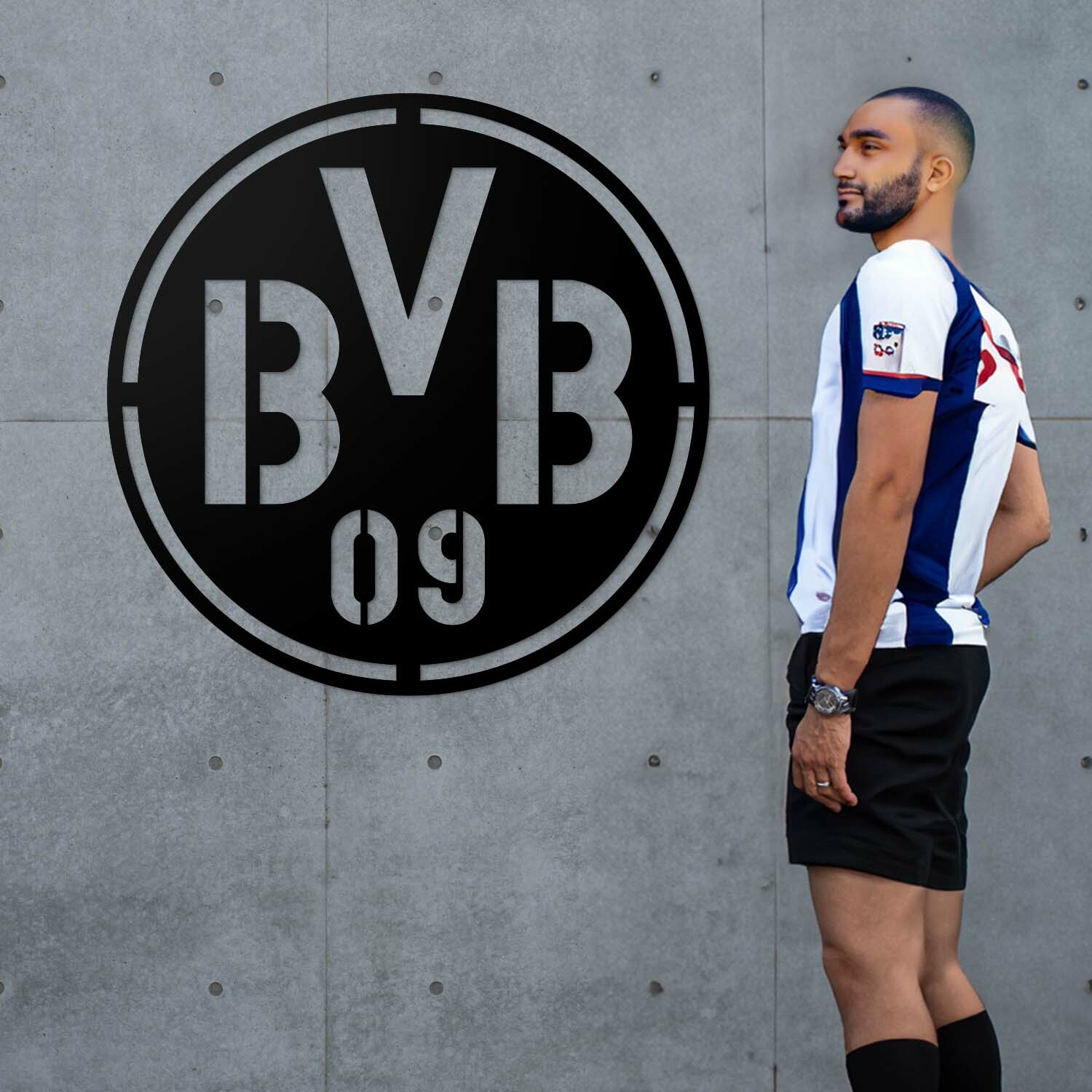 Drevené logo futbalového klubu - BVB, Čierna