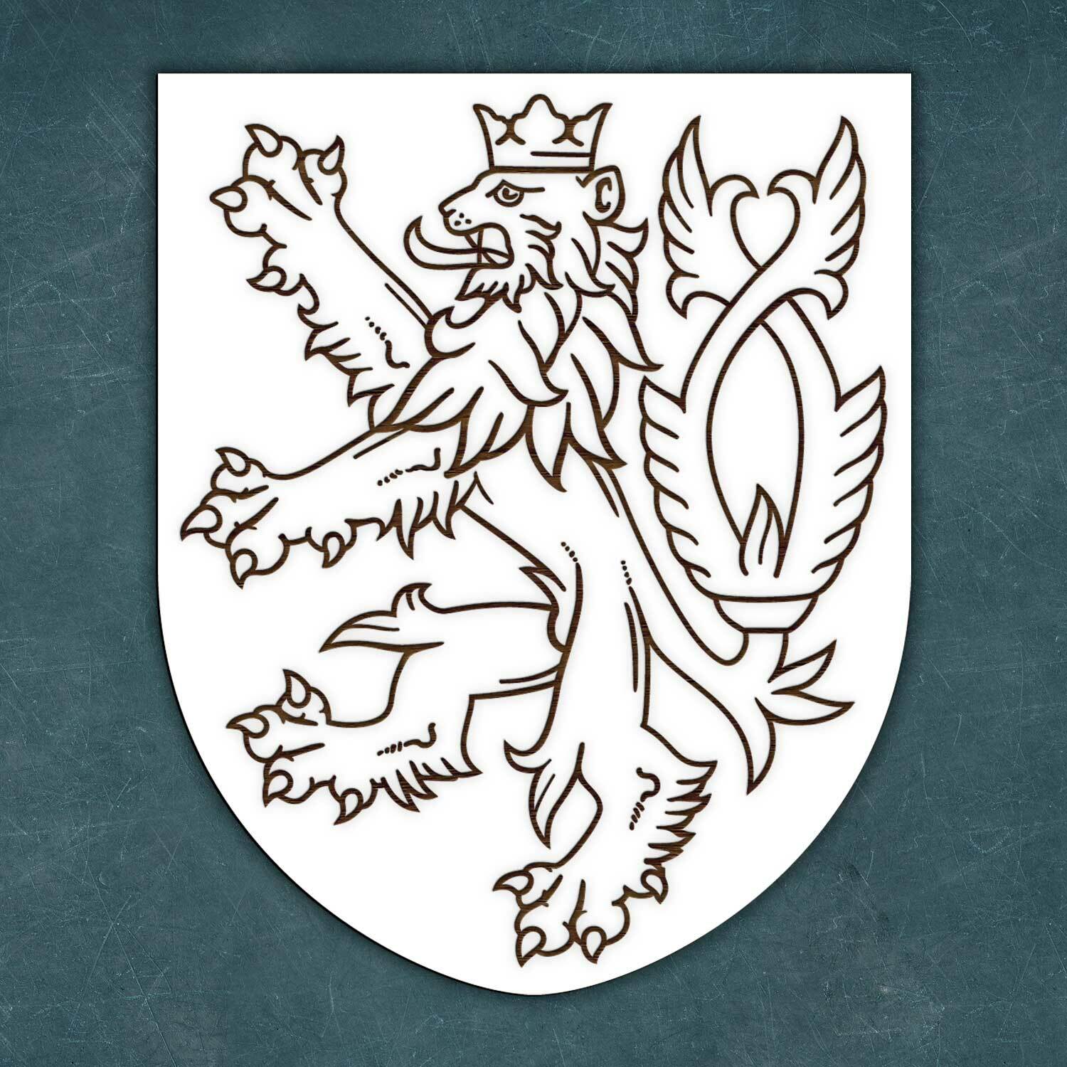 Dřevěný státní znak Česka na zeď