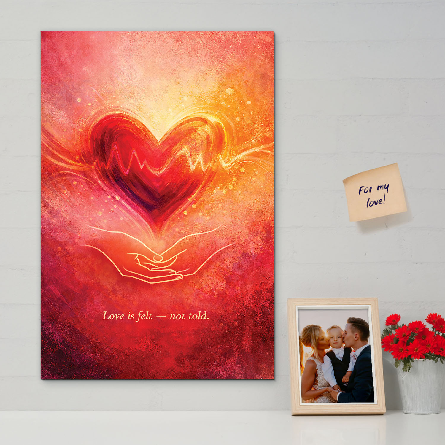 Drevený obraz - Love is felt
