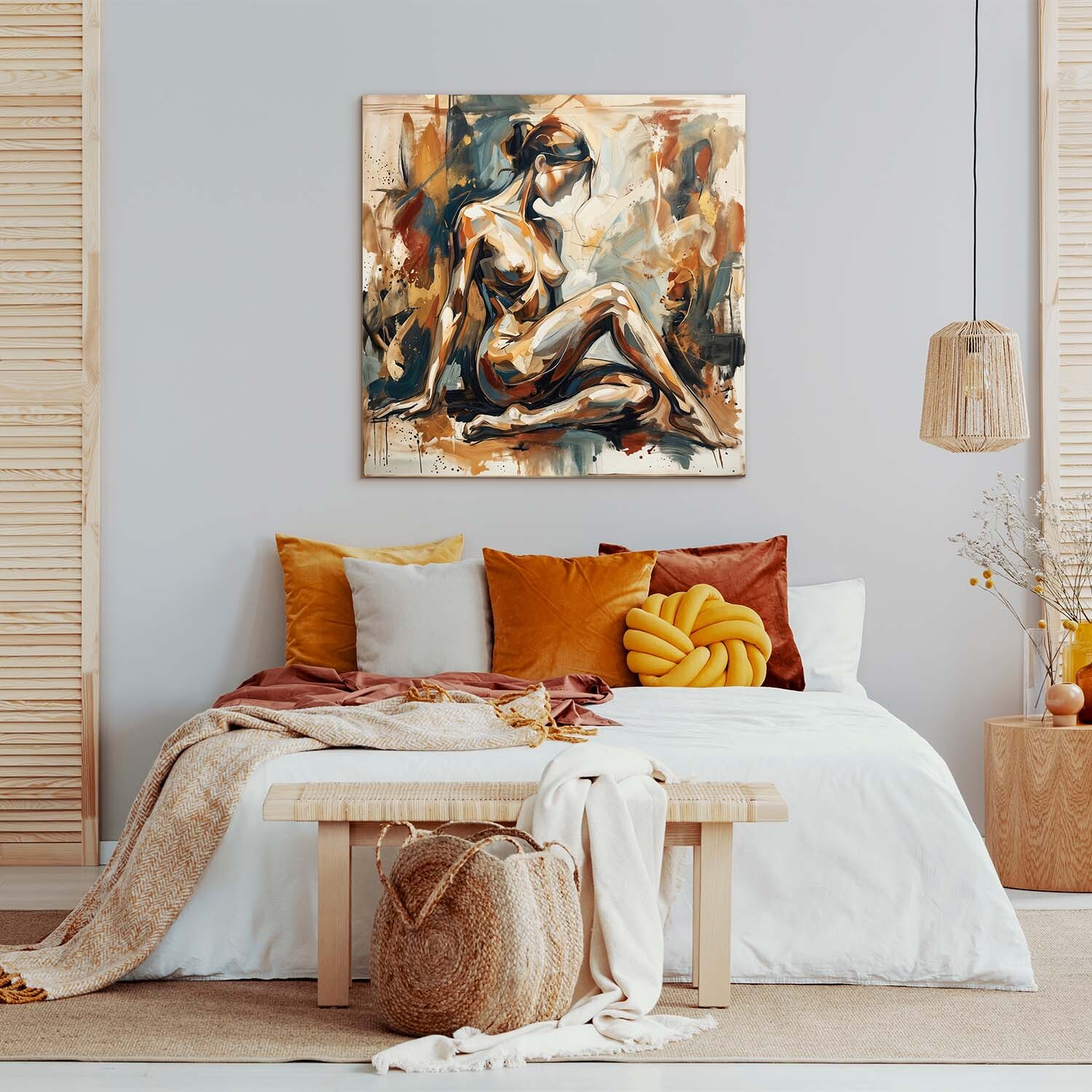 Tablou pe lemn cu nud artistic în stil pictural - Roxana