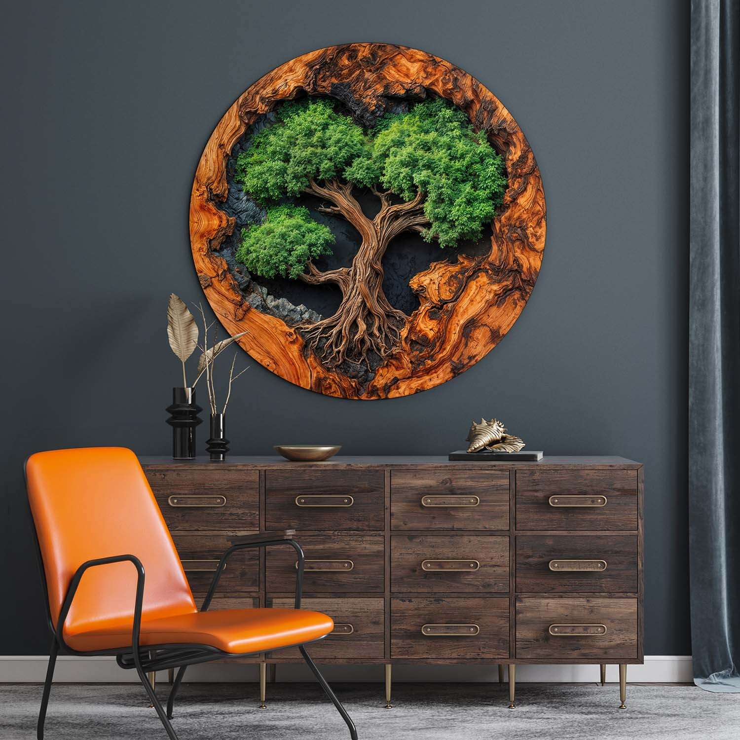 Copacul din lemn al inimii pentru perete - Sufletul pădurii