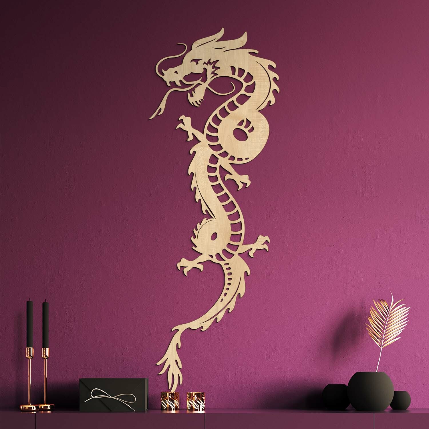 Drevený obraz - Čínsky drak, Javor