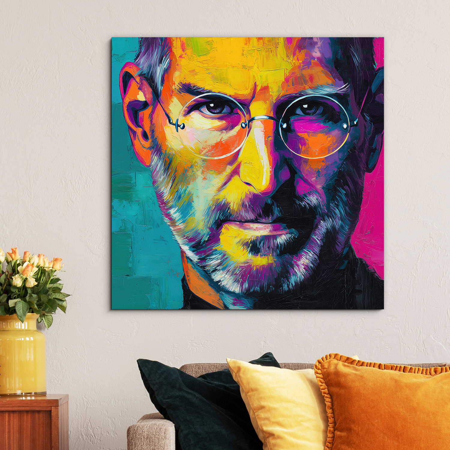 Farebný pop-art portrét na stenu - Steve Jobs