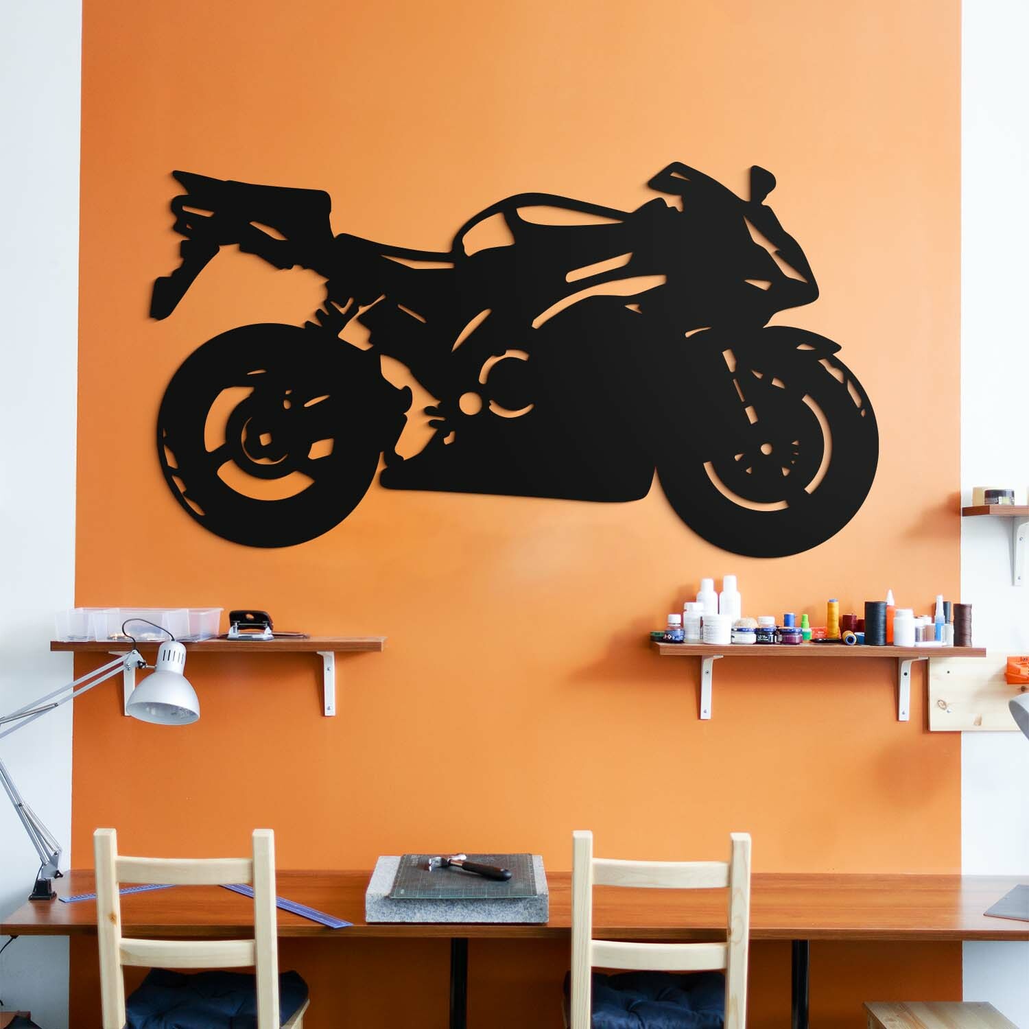 Drevený obraz - Športová motorka