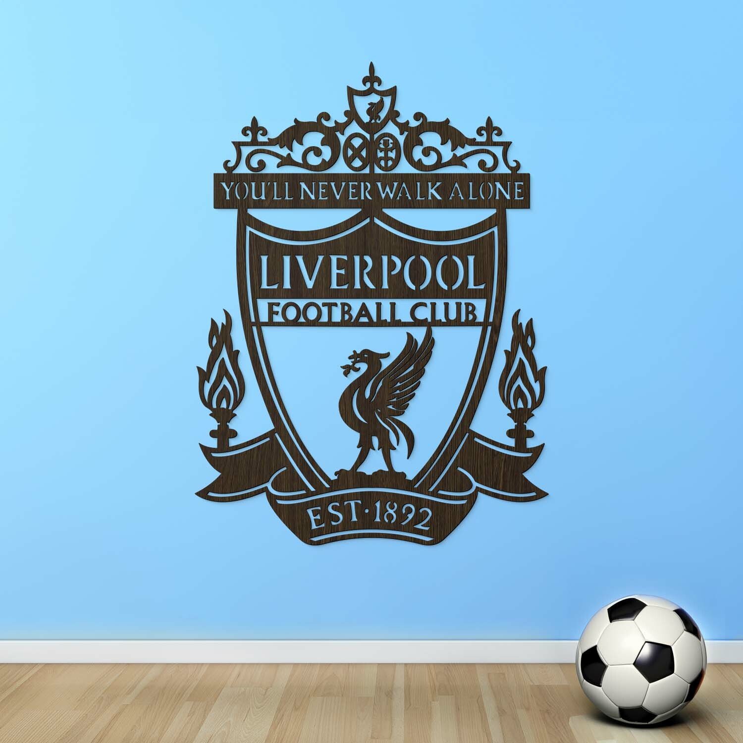 Drevené logo klubu na stenu - Liverpool
