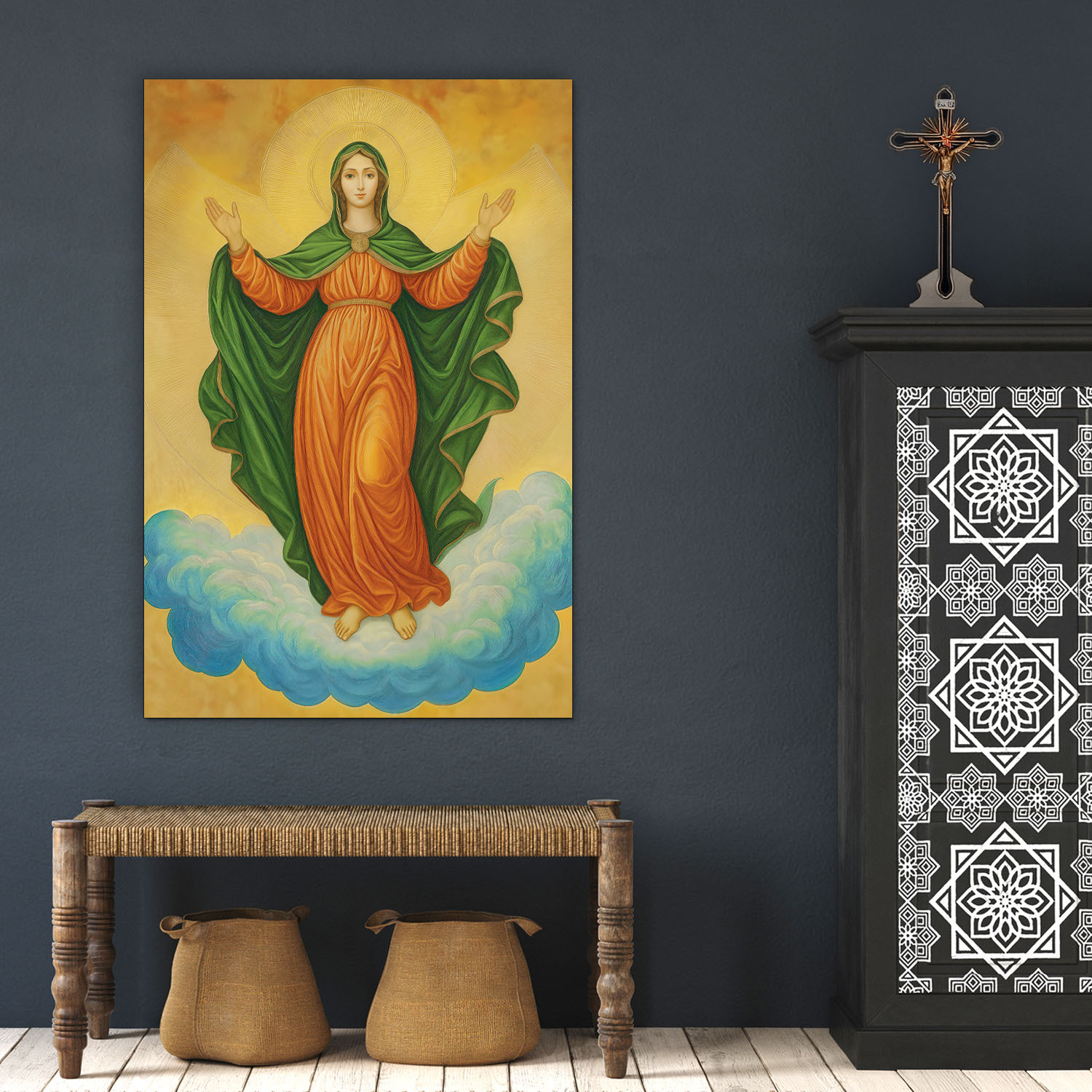 Drevený obraz - Svätá Matka Božia