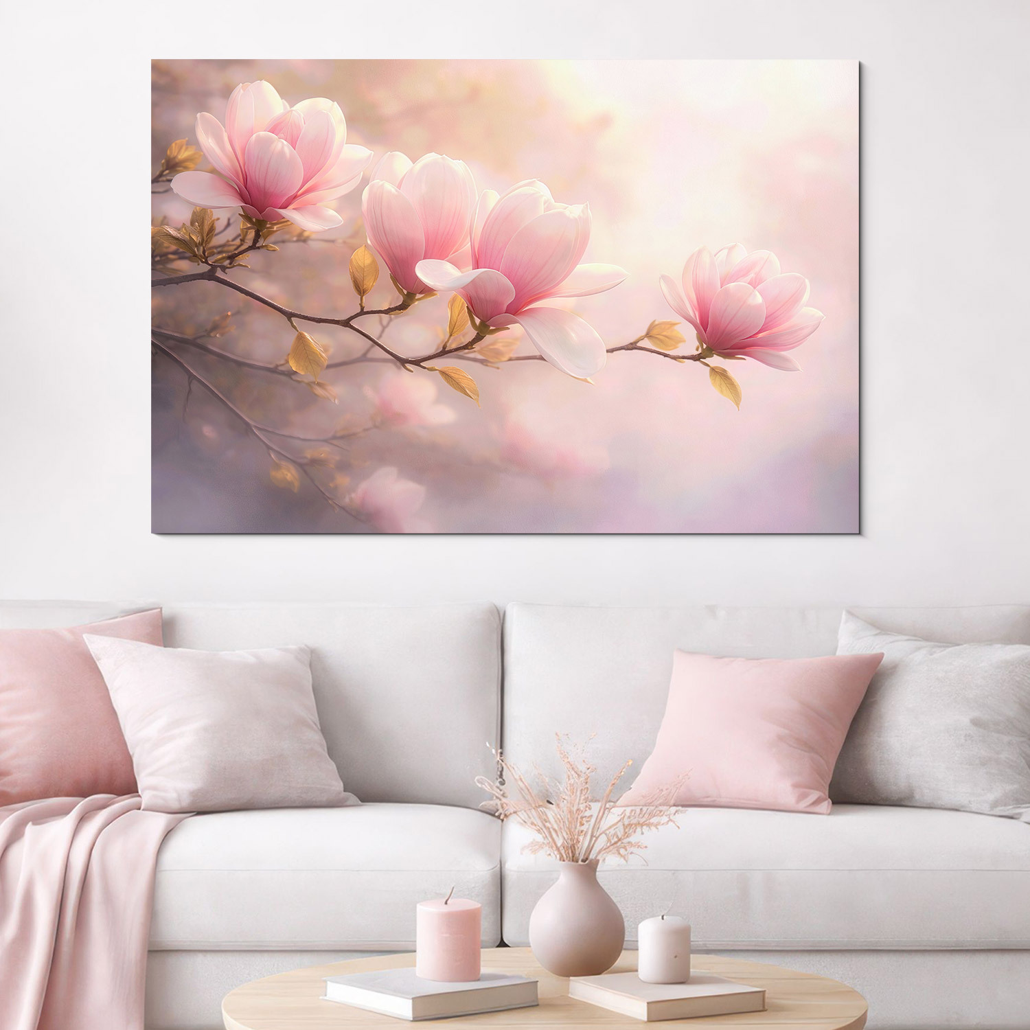 Imagine romantic al magnoliilor pe perete