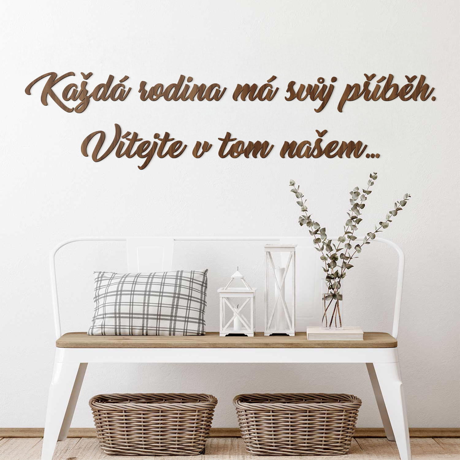 Levně 3d Nápis ze dřeva na zeď - Vítejte v našem příběhu
