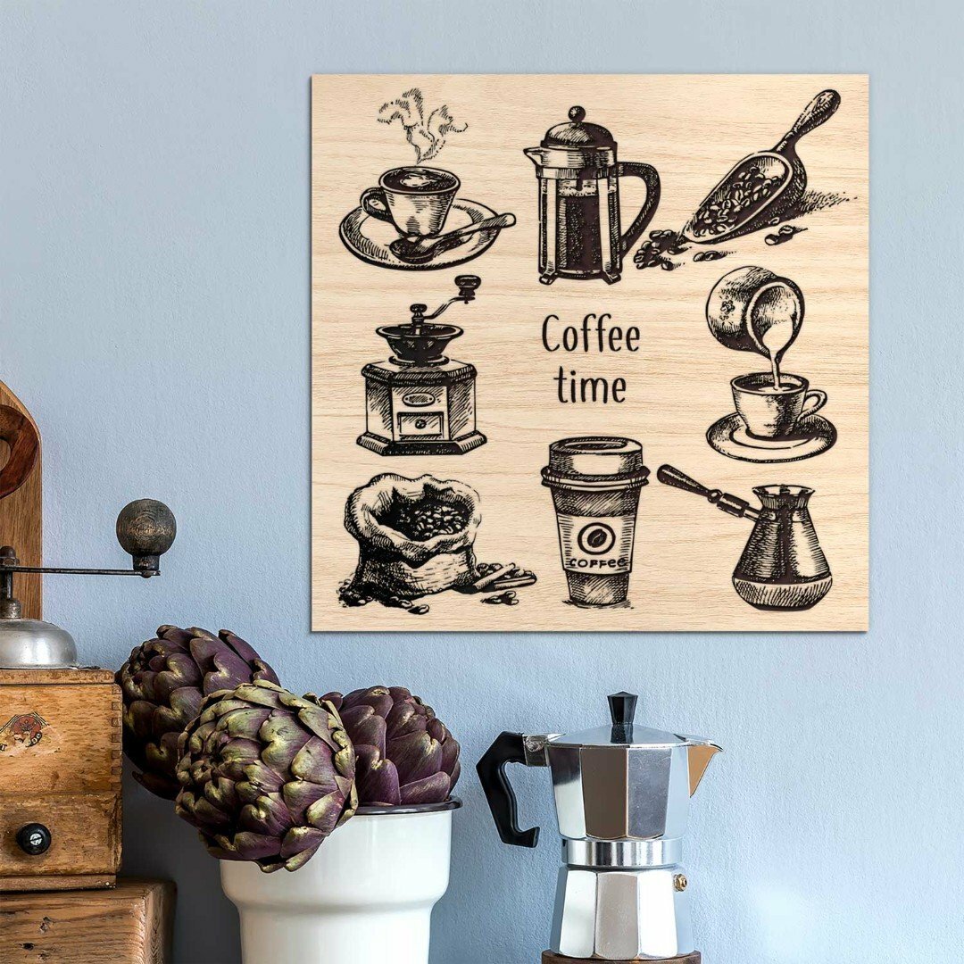 Dřevěný obraz do kuchyně - Káva