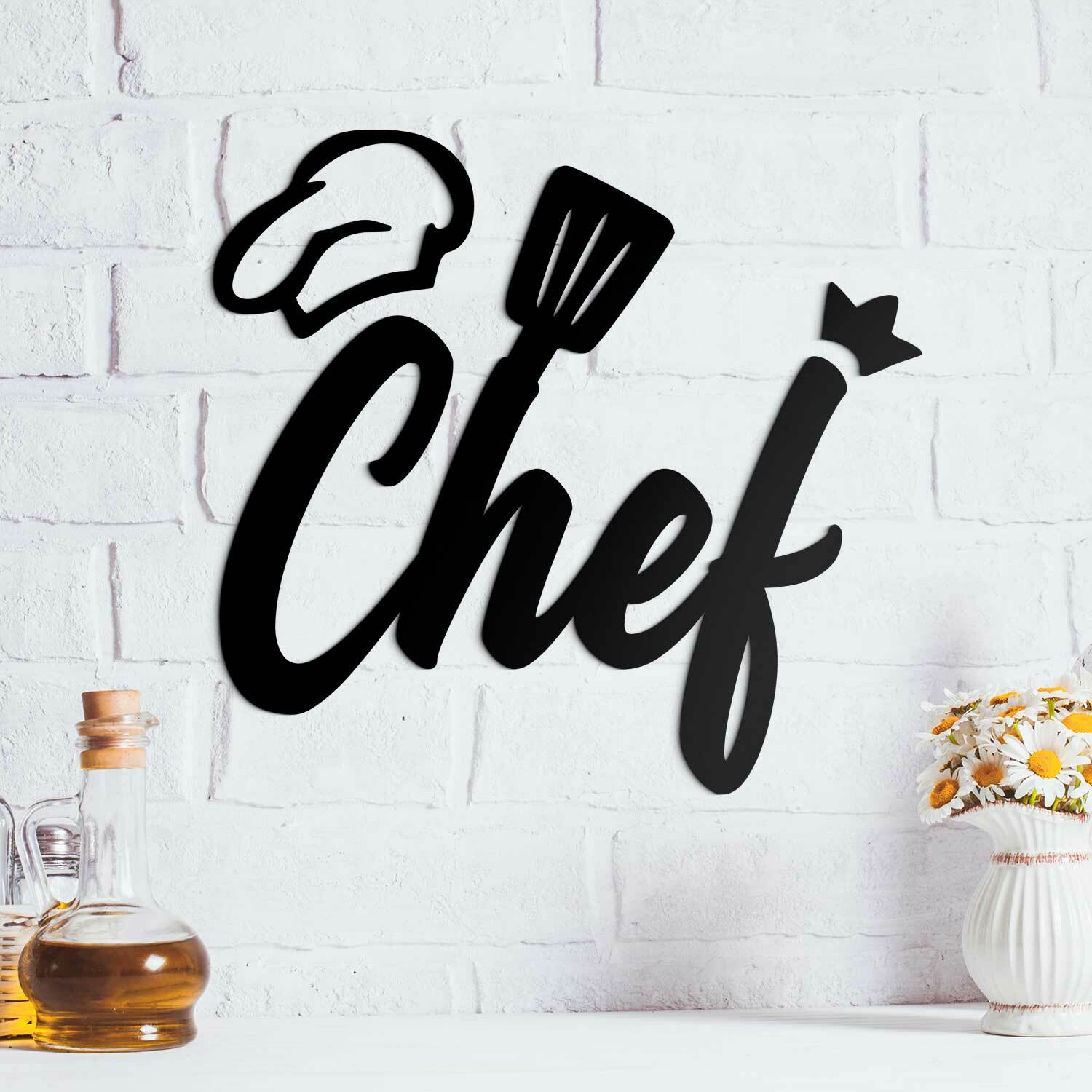 Dřevěný nápis na zeď do kuchyně - Chef 