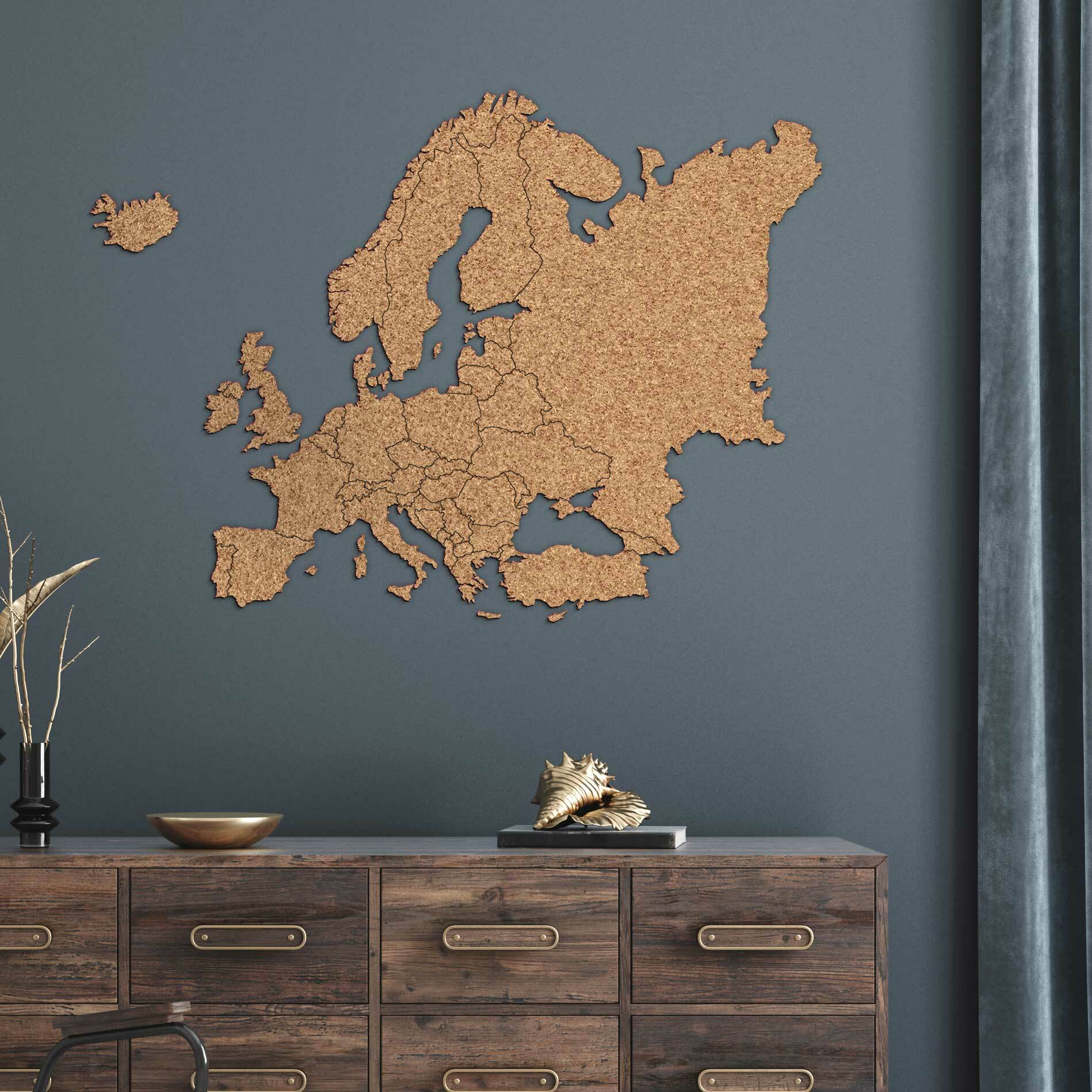 Drevené mapy Európy na stenu