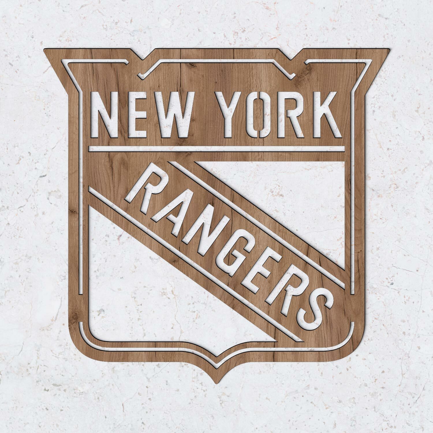Hokejové logo NHL z dreva - New York Rangers, Dub tabakový