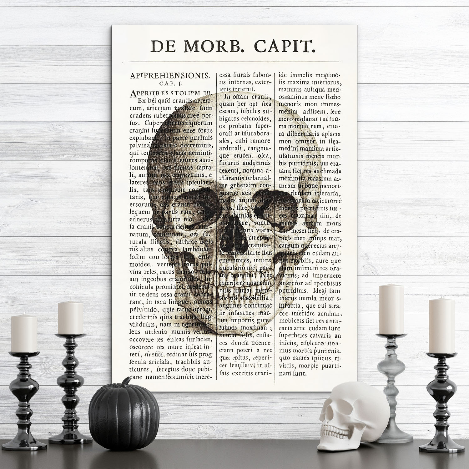 Drevený obraz lebky