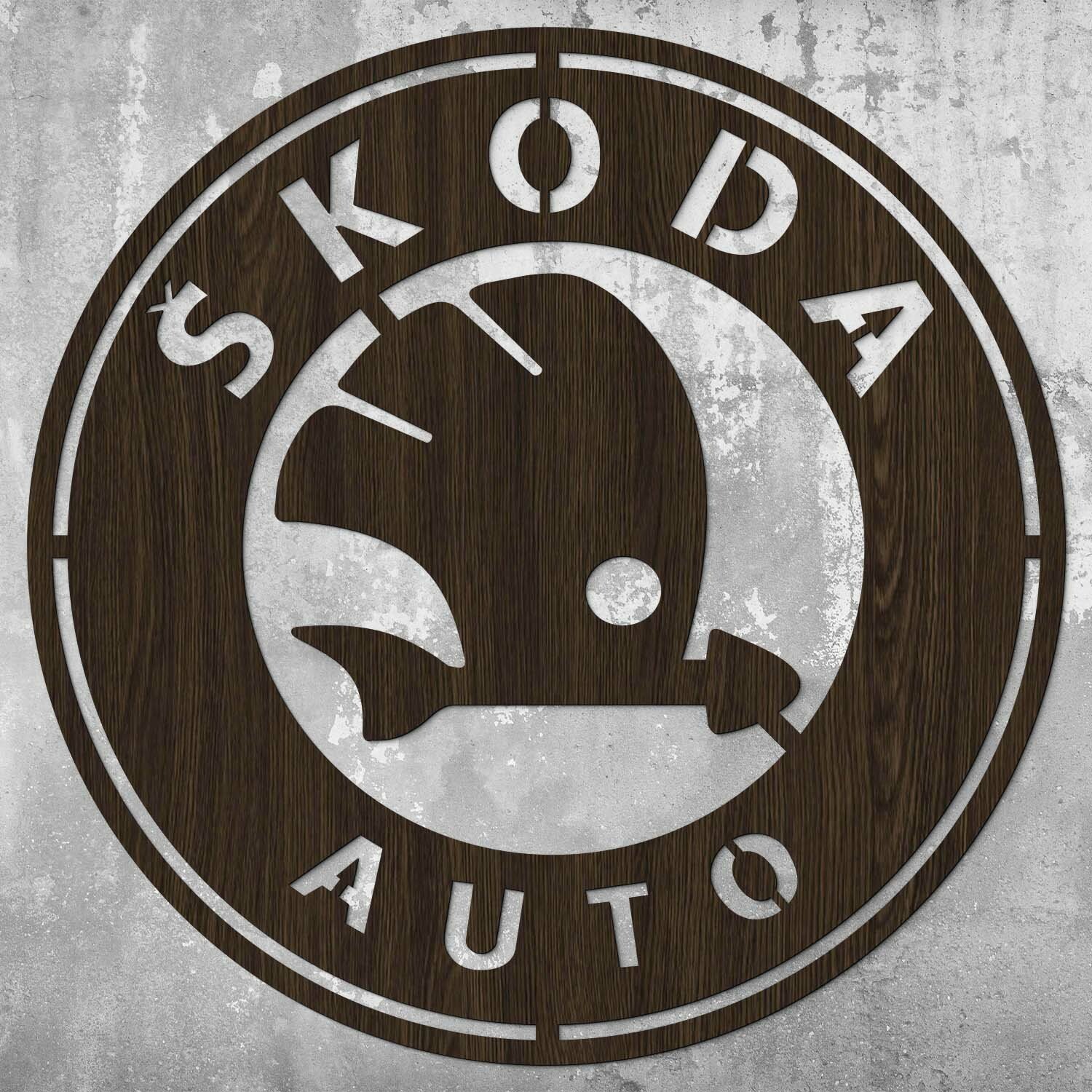 Drevený obraz - Znak loga Škoda, Wenge