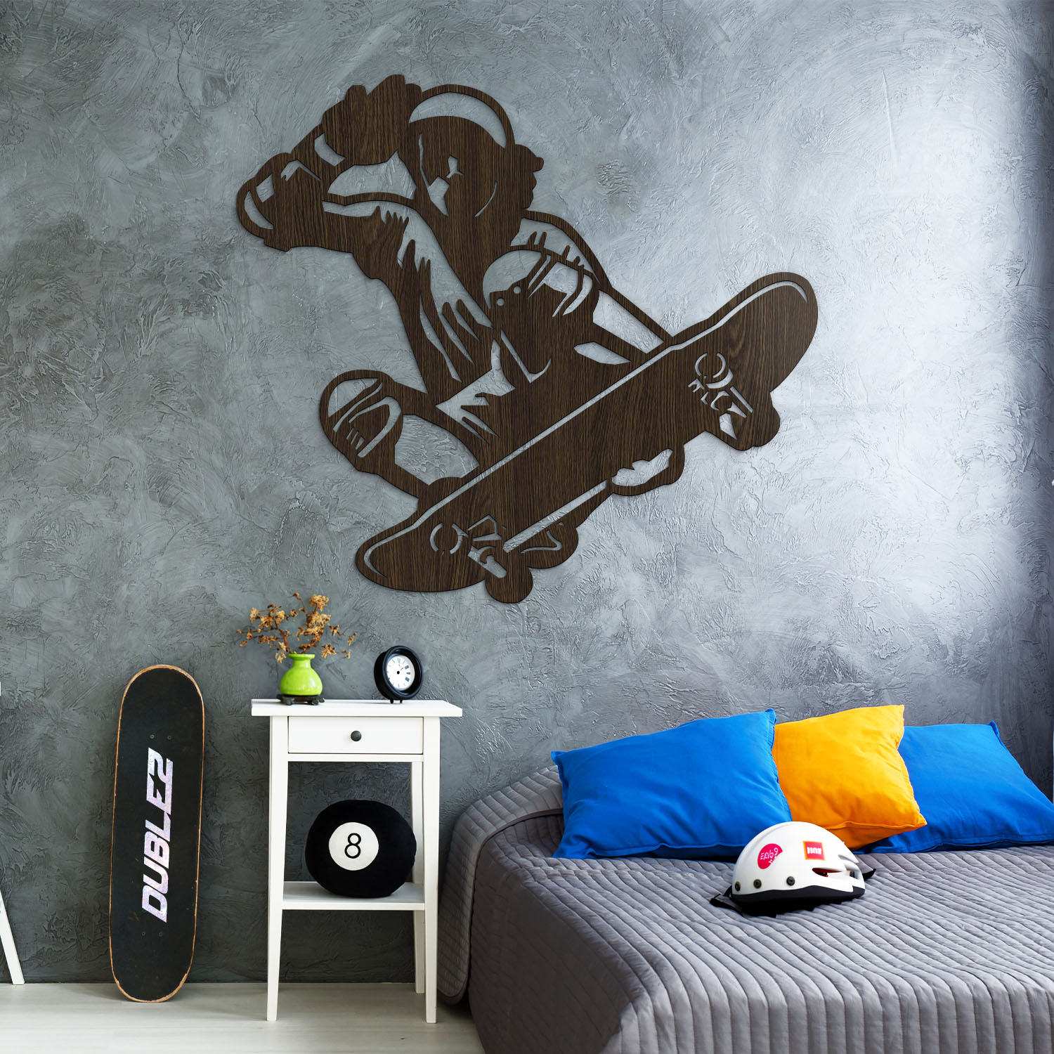Štýlový obraz do detskej izby -  Skateboardista, Wenge