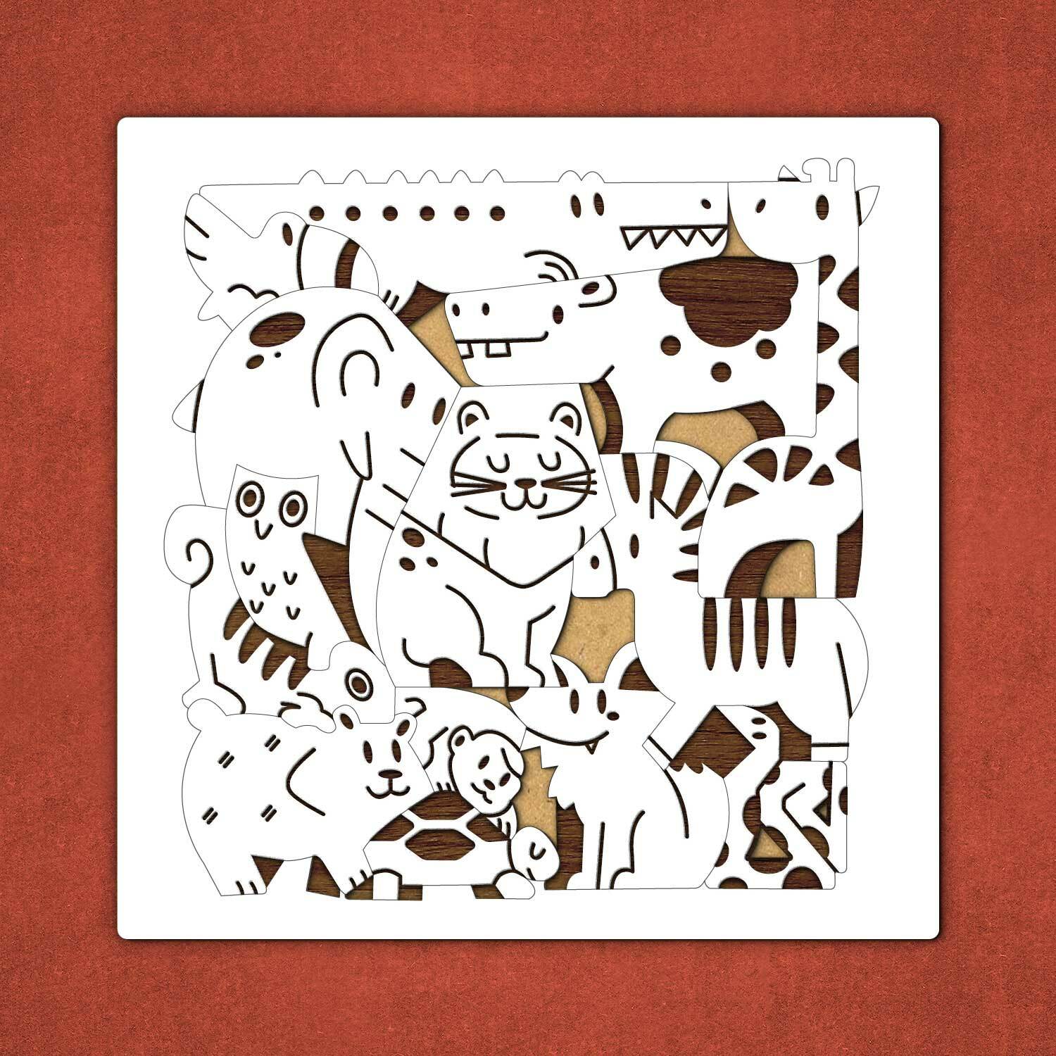 Drevené skladacie puzzle - Zvieratká džungle