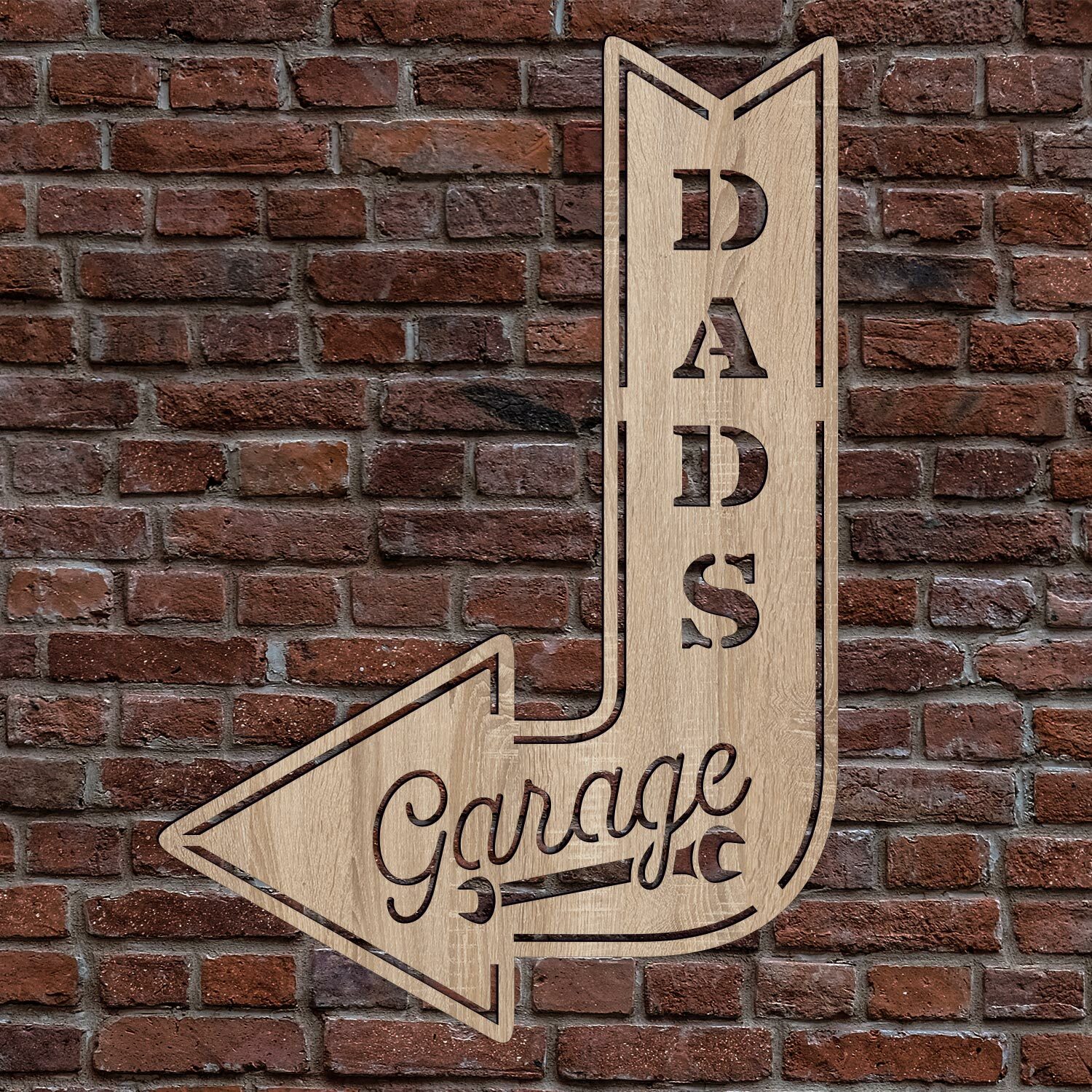Drevená tabuľka na stenu - Dad's Garage