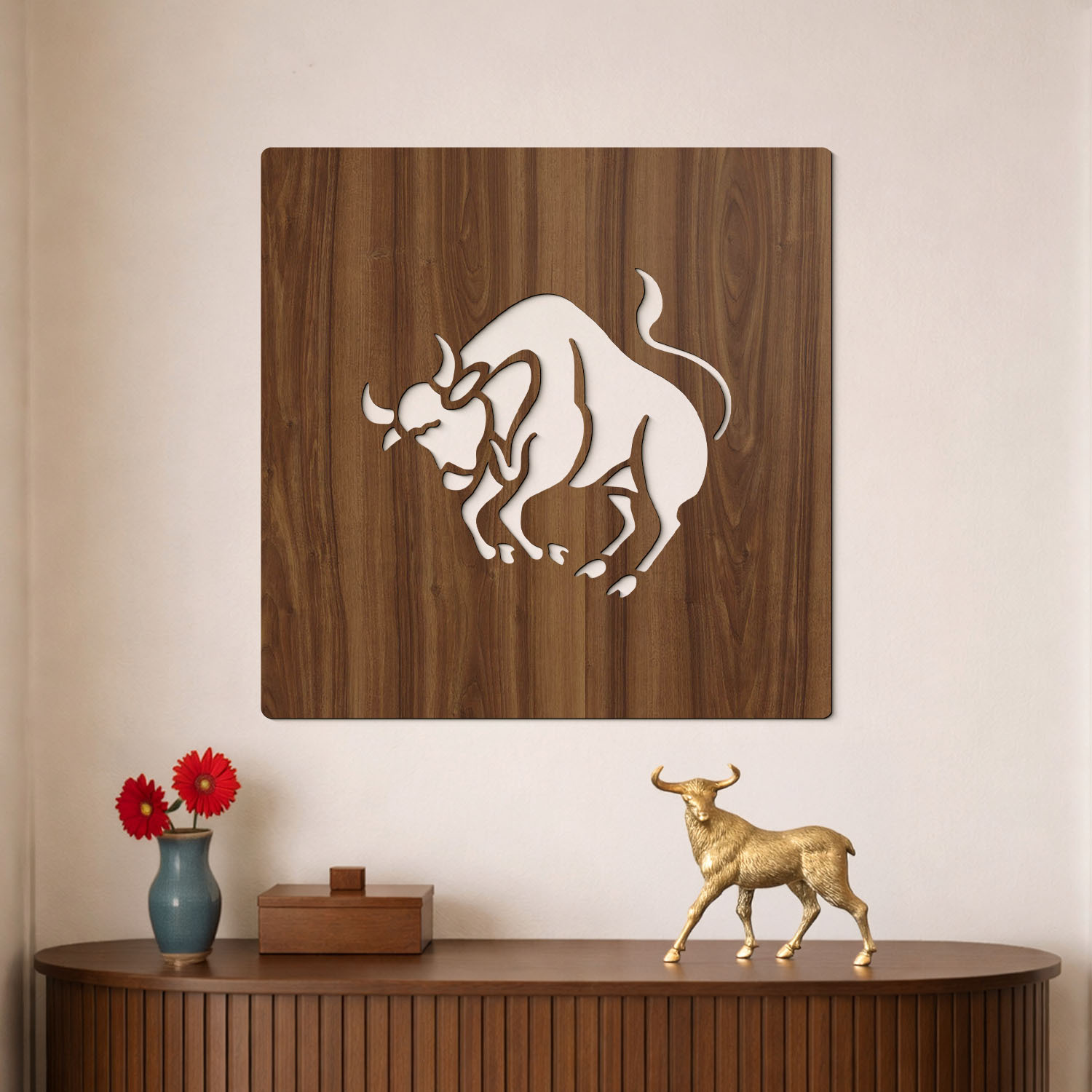 Drevený obraz nad posteľ - Znamenie Býk