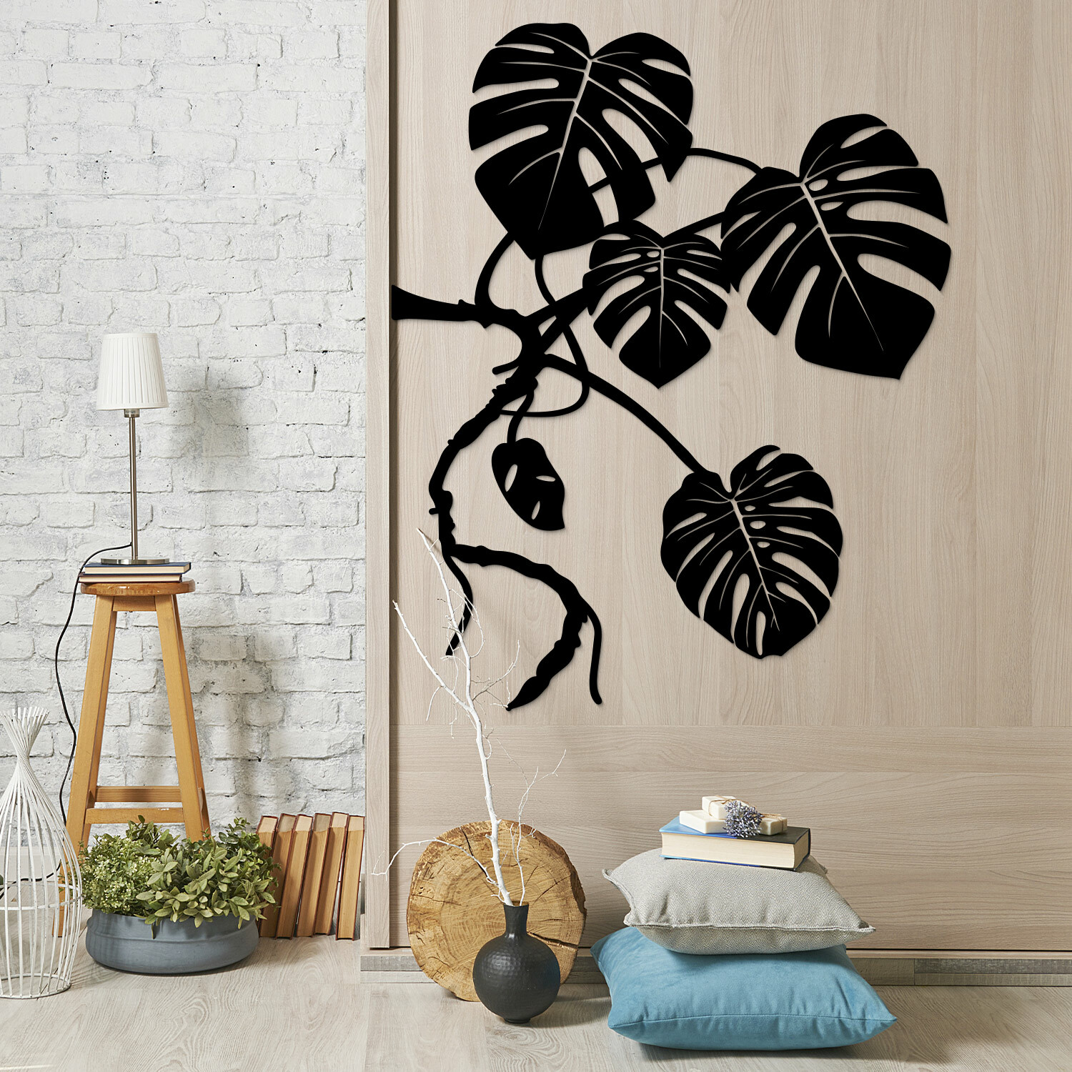 Drevená Monstera na stenu