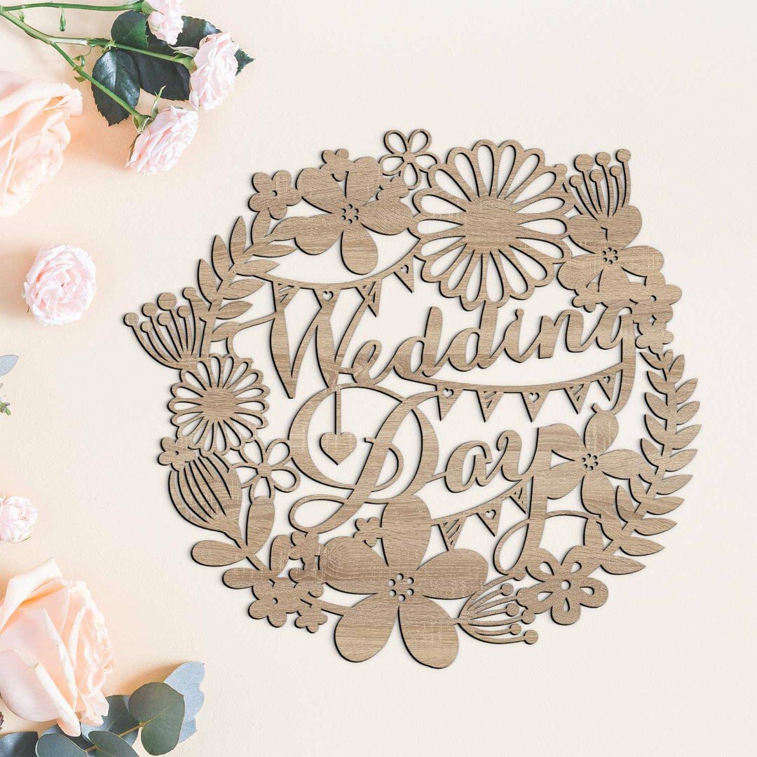 Svatební dekorace - Dřevěný věnec Wedding day