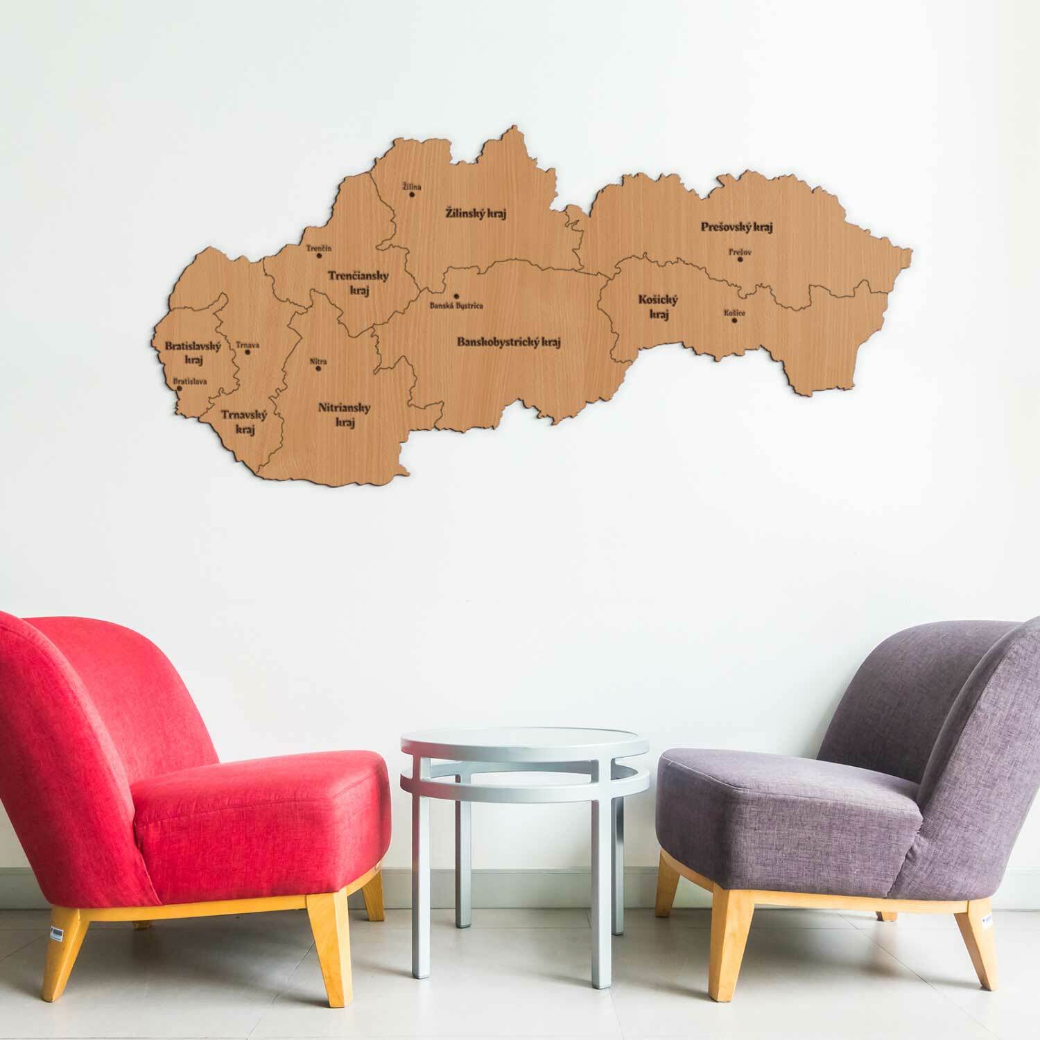 Dřevěná mapa krajů Slovenska