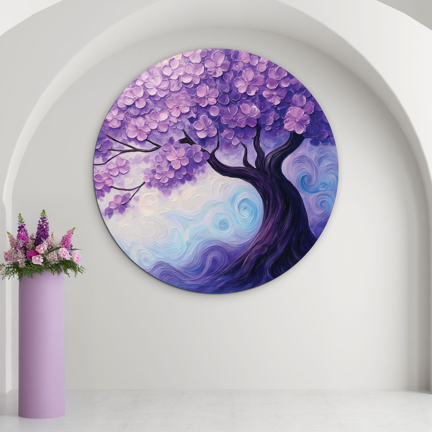 Drevený obraz stromu - Fialový sen