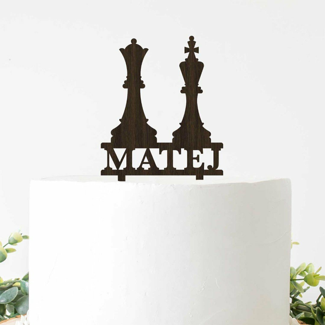 Zápich do torty - Drevené šachové figúrky 