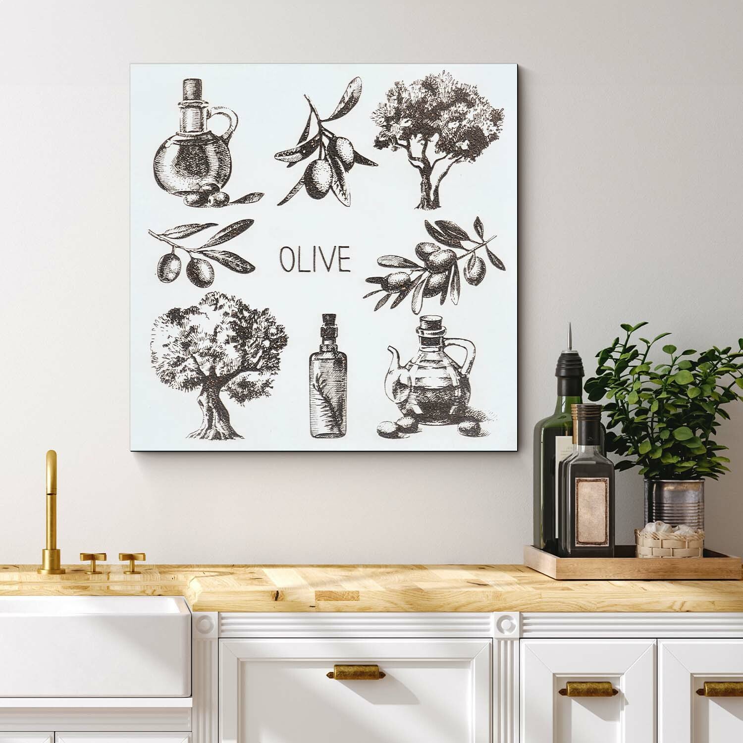 Drevený kuchynský obraz - Olivy