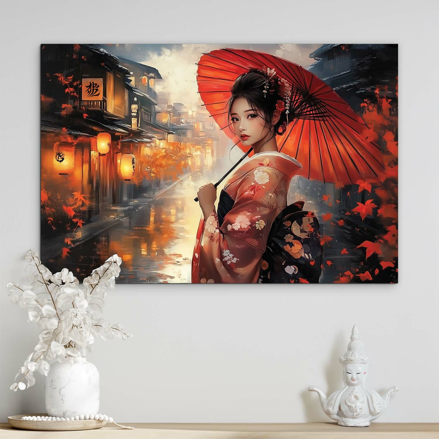 Japonský obraz z dreva - Gejša