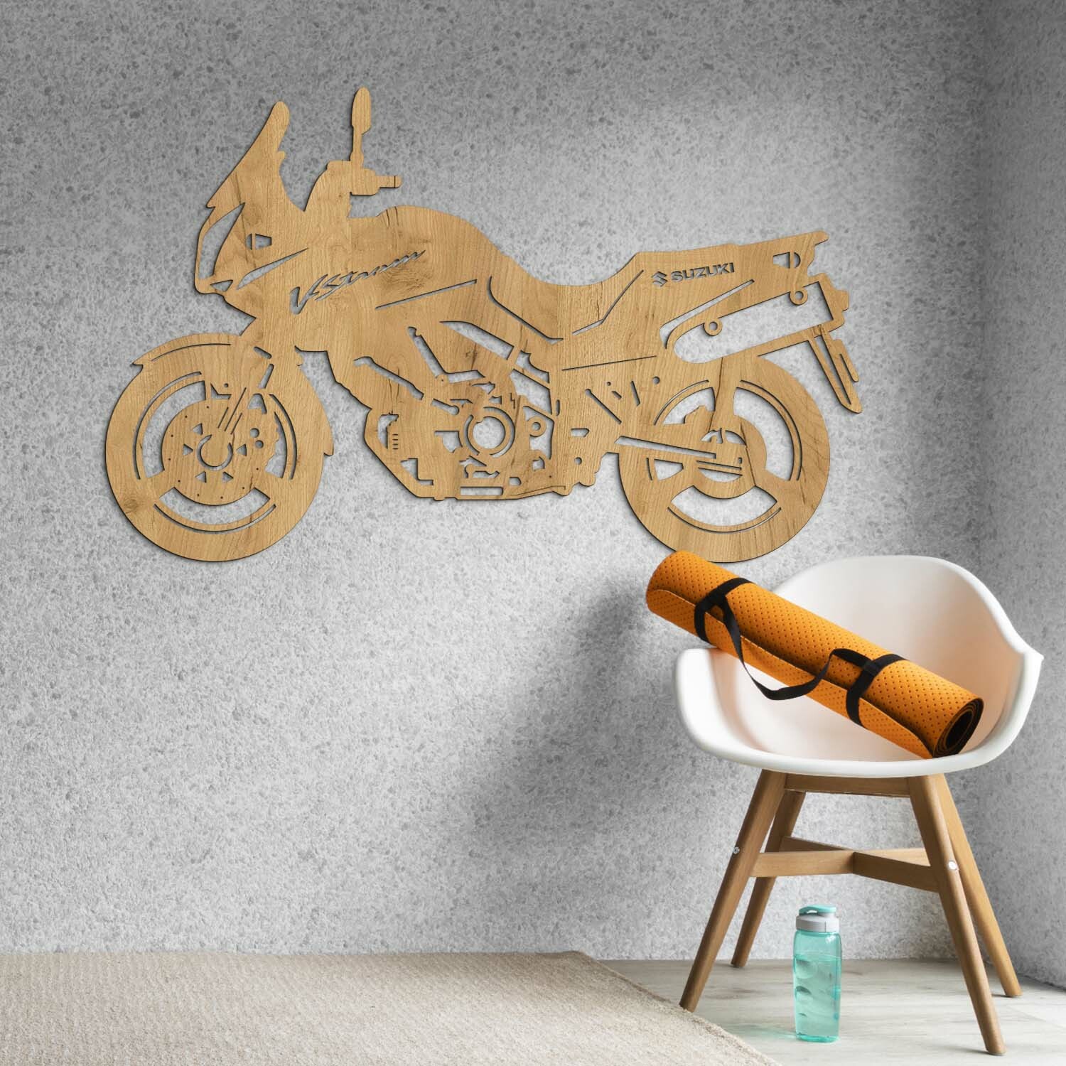 Drevená motorka na stenu - Suzuki V-Strom, Dub zlatý