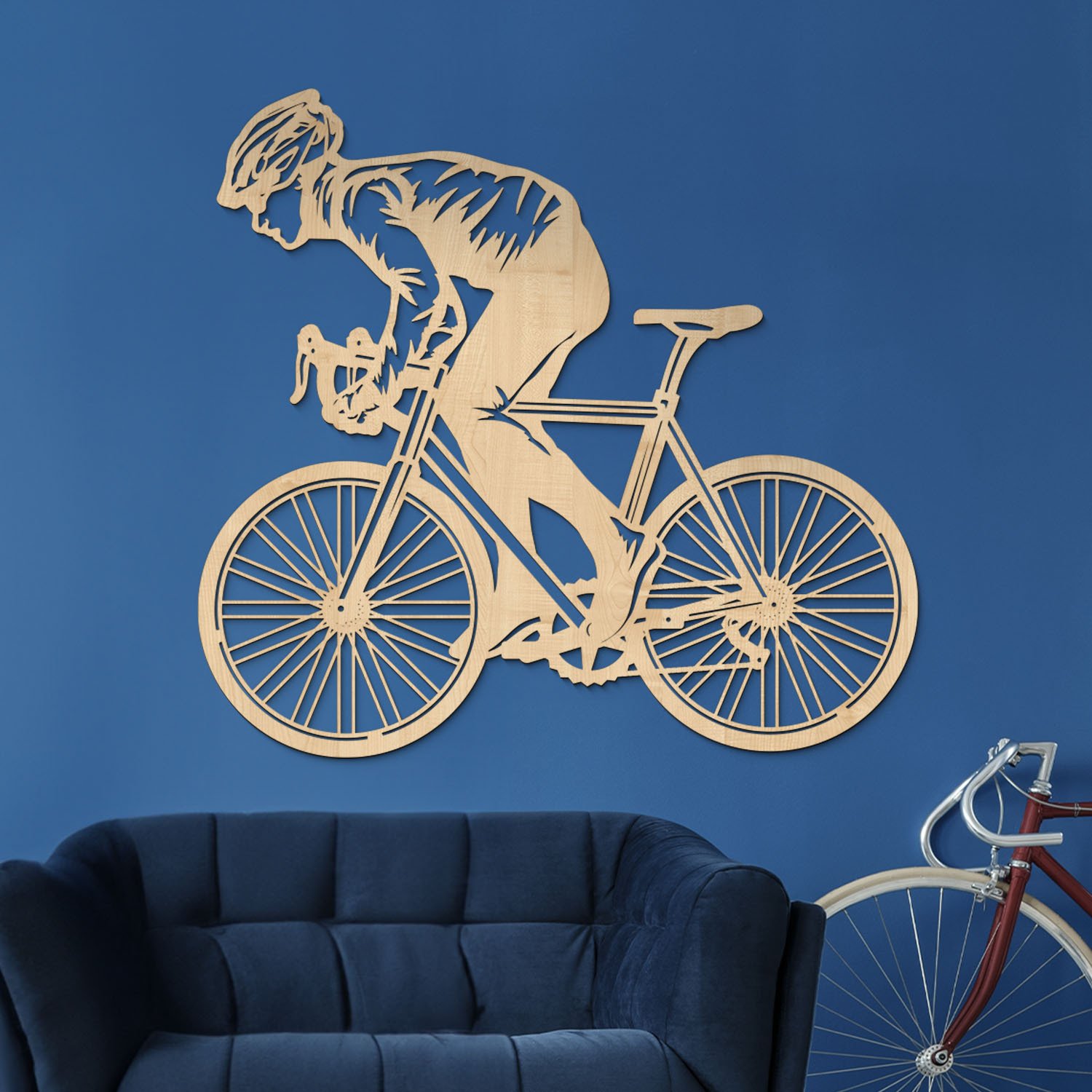 Darček pre cyklistu - Drevený obraz na stenu, Javor
