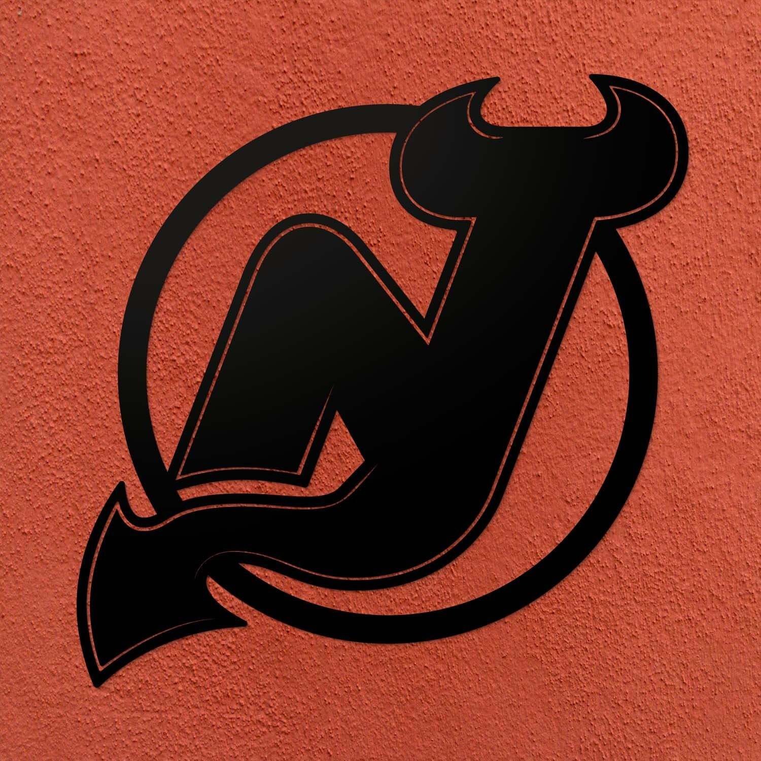 New Jersey Devils - 3D Logo na stenu, Čierna