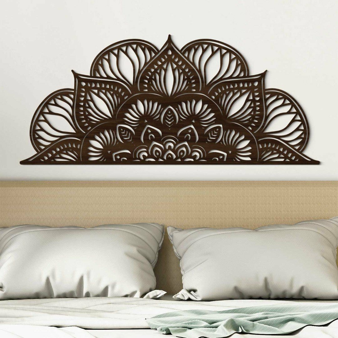 Dřevěná mandala nad postel - Vycházející slunce