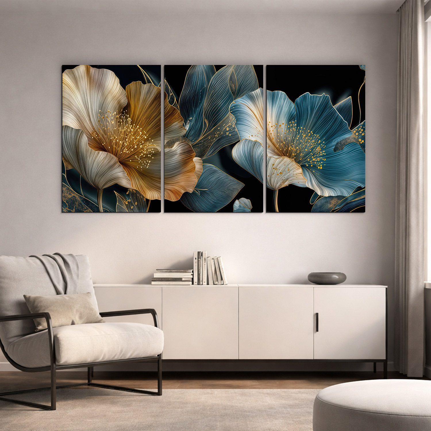 3-piese din glamour - Flori mari