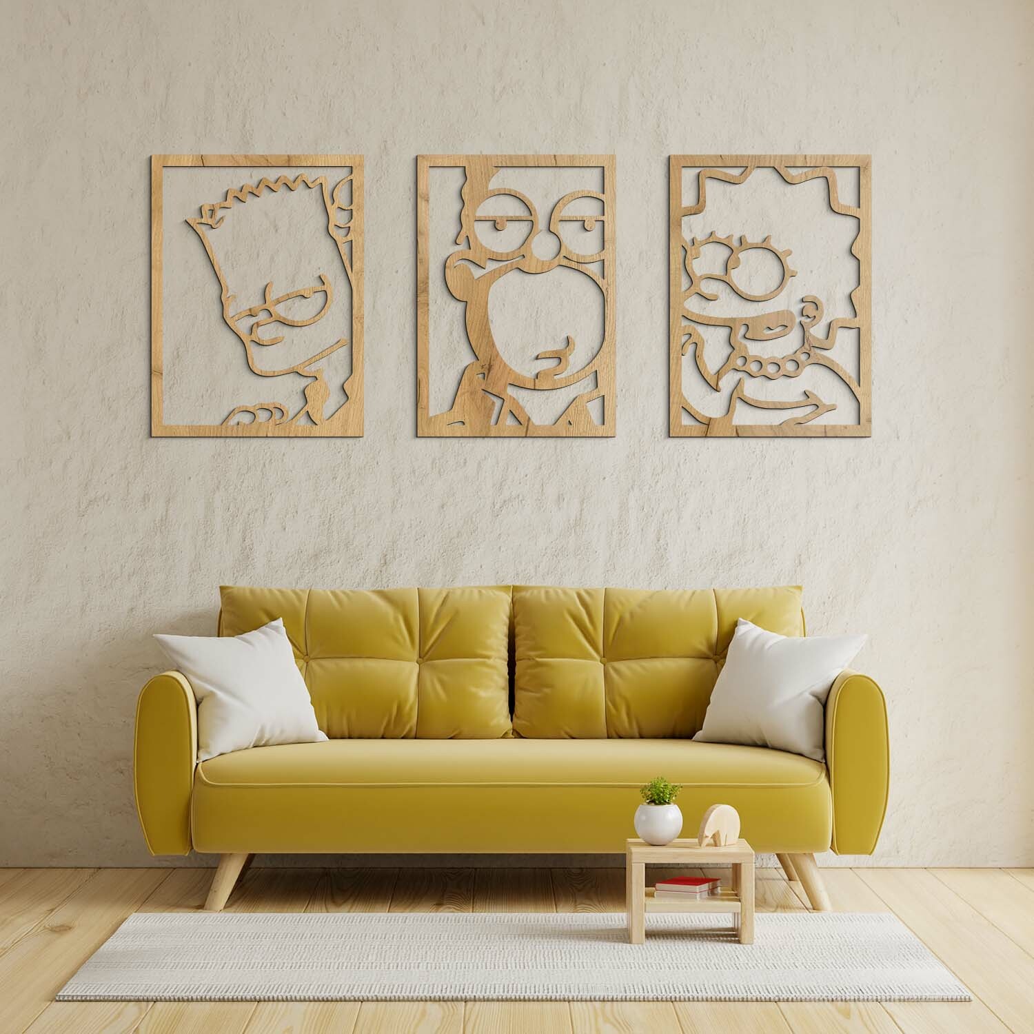 3-dielny drevený obraz - The Simpsons, Dub zlatý