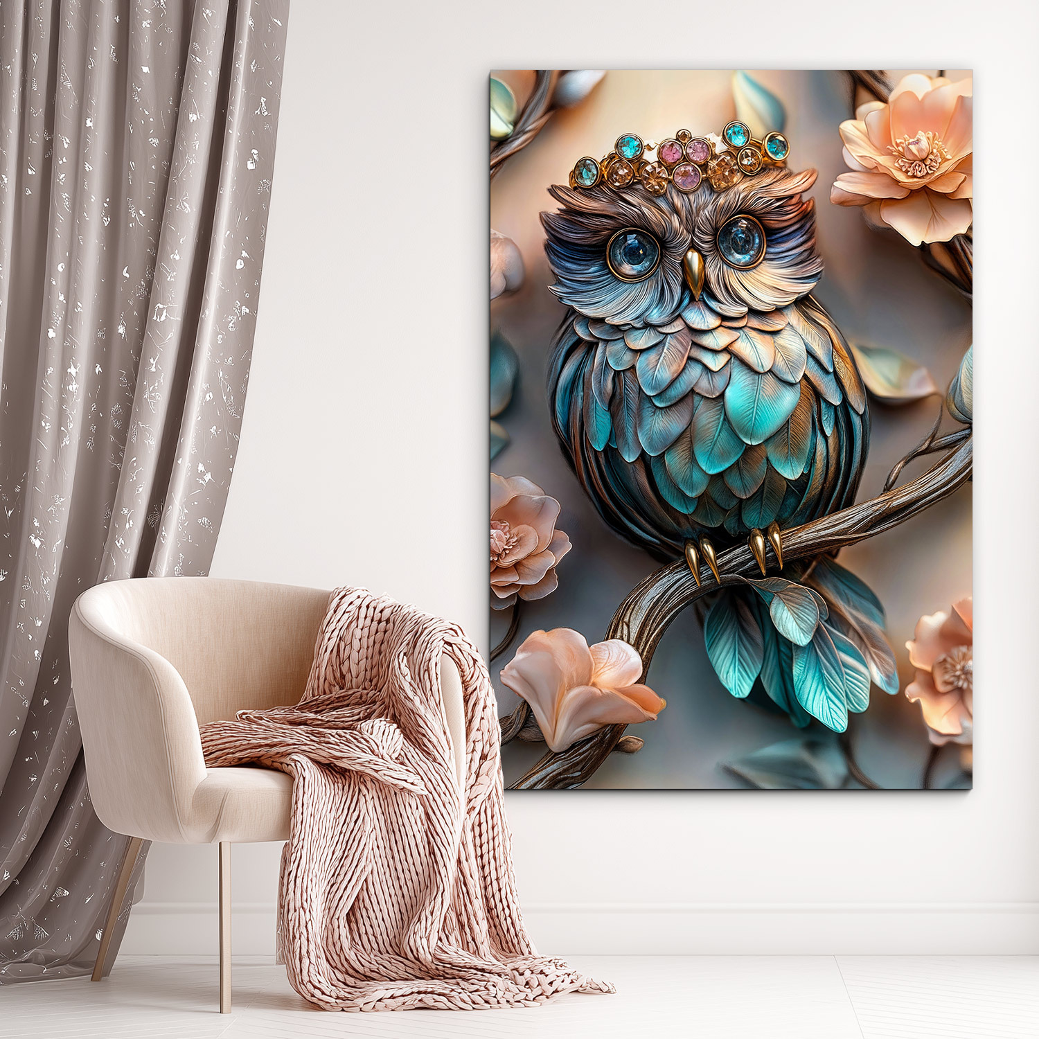 Umelecký obraz - Sova s korunkou