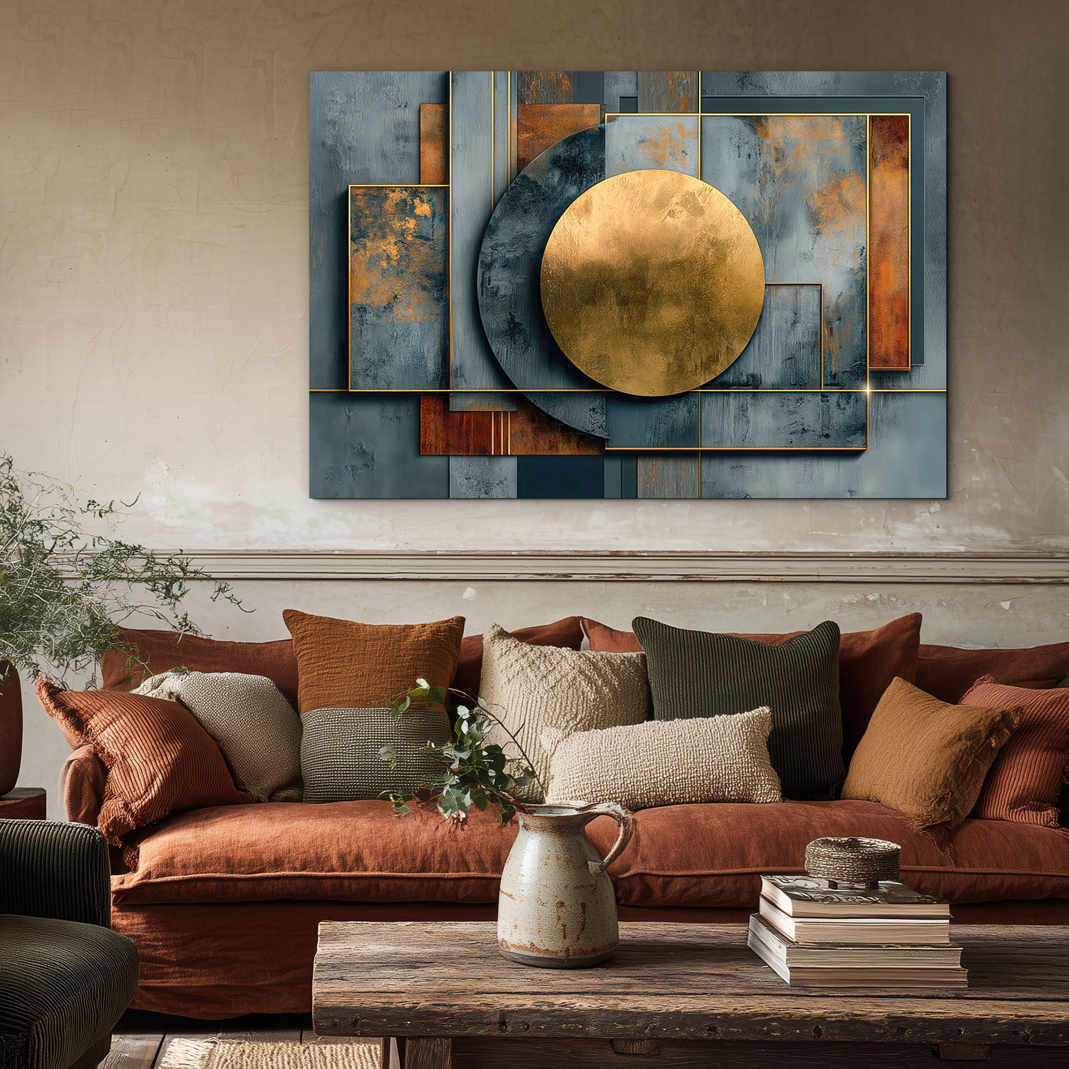 Drevený obraz - Industriálna abstraktná sféra