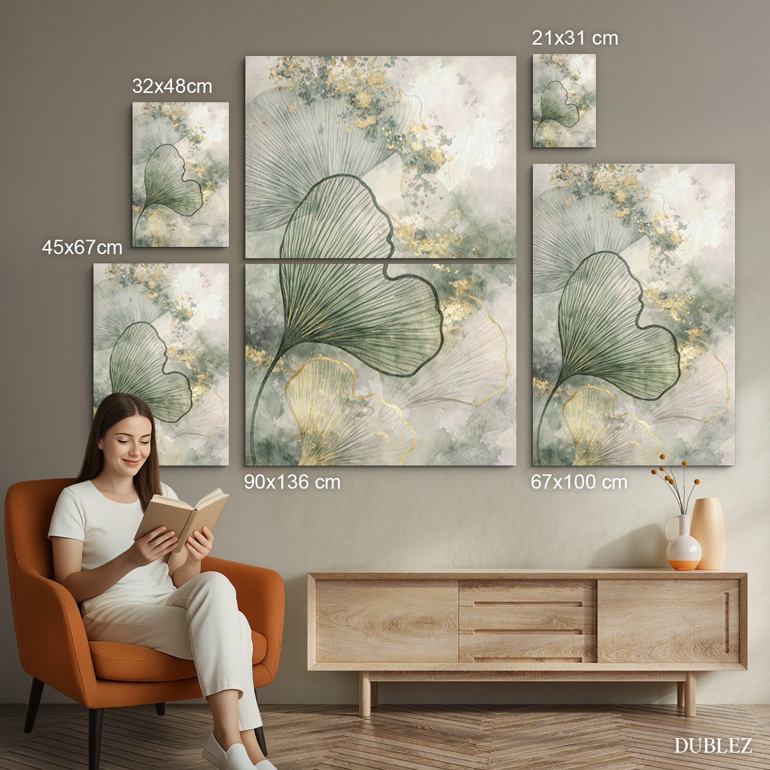 Moderný drevený obraz - Ginkgo Linea