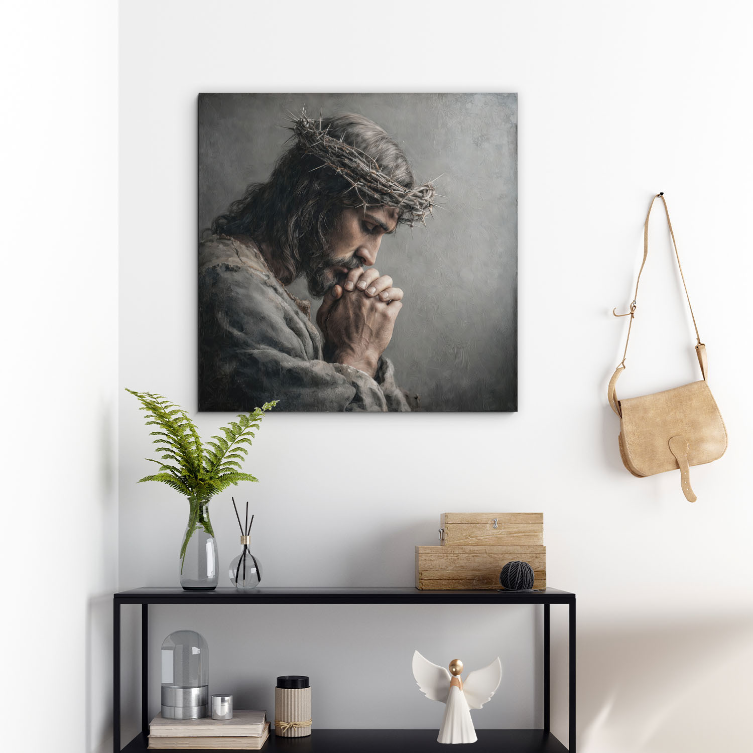 Drevený obraz - Ježiš v modlitbe