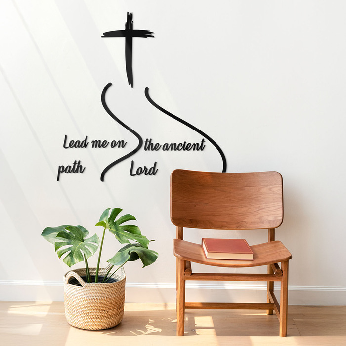 Bibliai idézet fából - Lead me on the ancient path, Lord  | Fekete