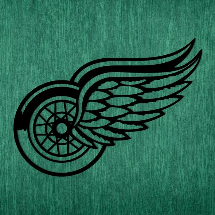 Dřevěné logo - Detroit Red Wings | Černá