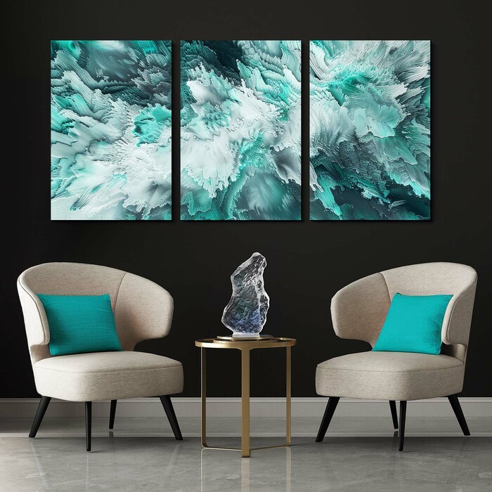 Dřevěný abstraktní obraz - Mrazivé vlny | 205x100 cm