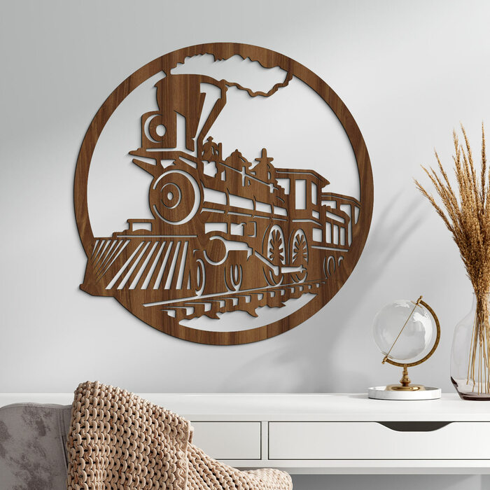 Wooden Wall Art - Train | Walnut