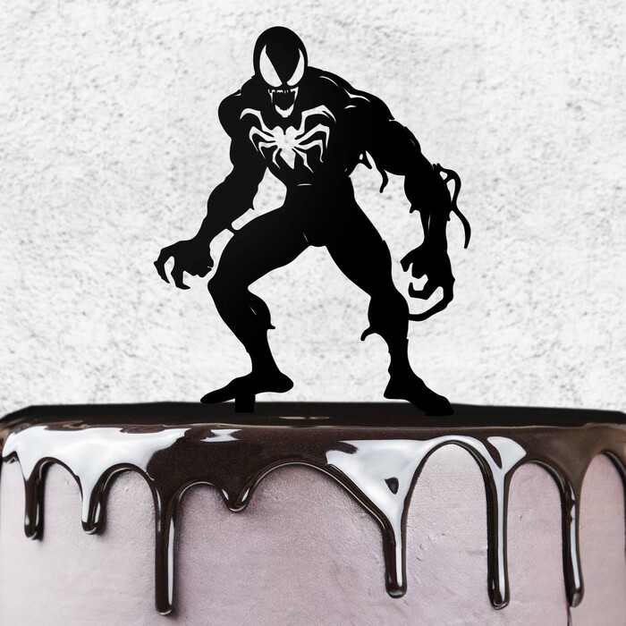 Drevená postavička do torty - Venom | Čierna