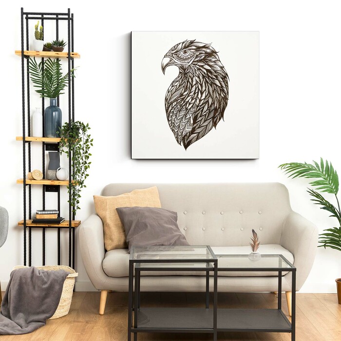 Tablou 3D din lemn gravat pentru perete - Vultur | Alb