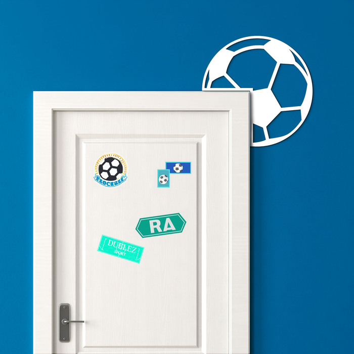 Fotbalový dárek - Dřevěná nálepka kolem dveří | Bílá