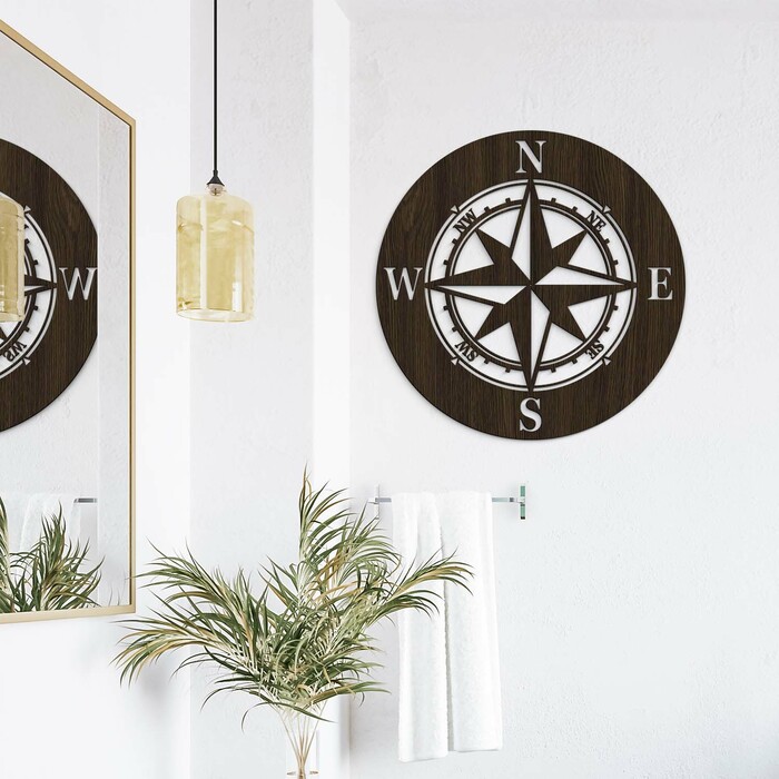 Drevená dekorácia na stenu - Kompas | Wenge