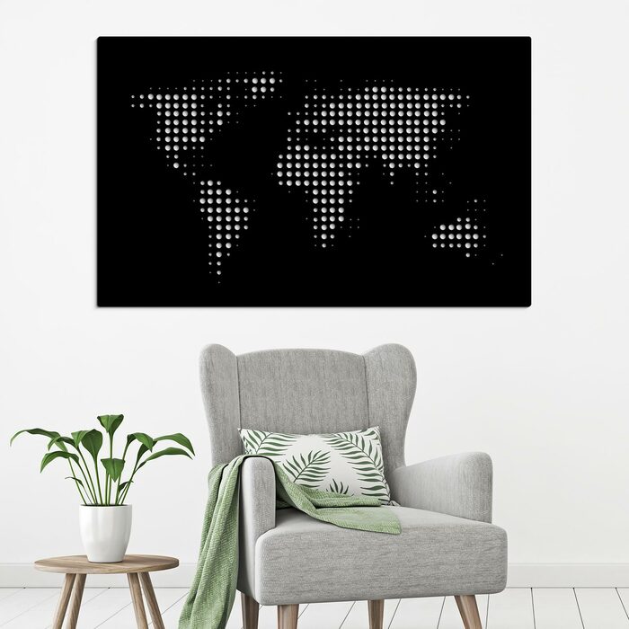 Wooden Wall Art - World Map on the Wall | Black